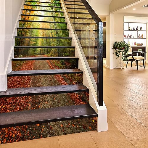 artfanke 13 calcomanías 3D de arce para escaleras de bosque de arce para despegar y pegar, calcomanías autoadhesivas para escaleras, calcomanías