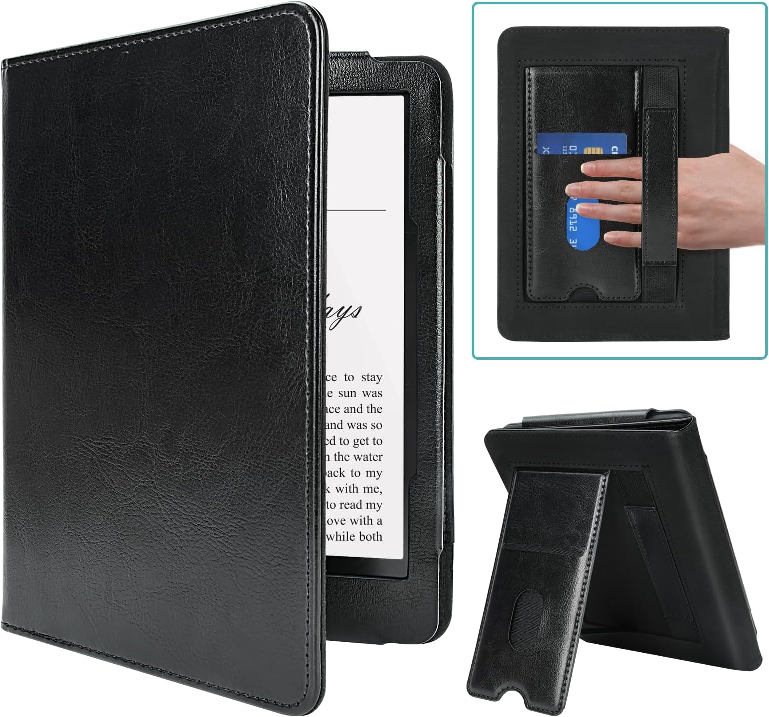Case for Kindle Paperwhite,Case for 6.8" Kindle Paperwhite(11th Generation-2021)- All New PU Leather Smart Cover with Auto Sleep Wake Kindle Paperwhite 11th Generation - Black