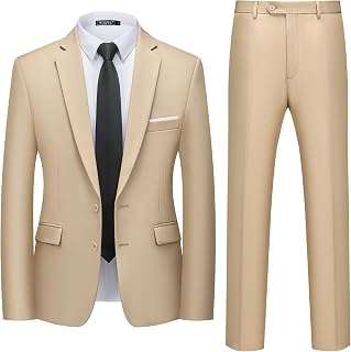 Men's 2 Piece Suits Slim Fit Two Button Blazer Jacket Pants Set for Party,Wedding and Business