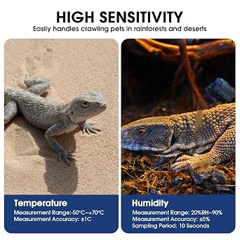 teasteam Digital Thermometer Hygrometer 3 Pack Mini Humidity Meter Reptile Thermometer for Accurate Humidity & Temperature for Reptiles Thermostat Terrarium Incubator Aquarium Office and Living Room