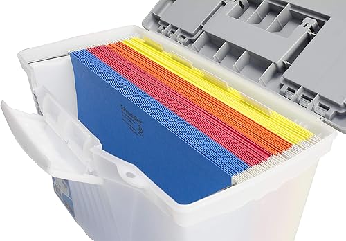Miniatura 3 de Storex Caja de archivos portátil con tapa organizadora, 17.13 x 9.63 x 11 pulgadas, esmeriladaplateada (61511A01C)