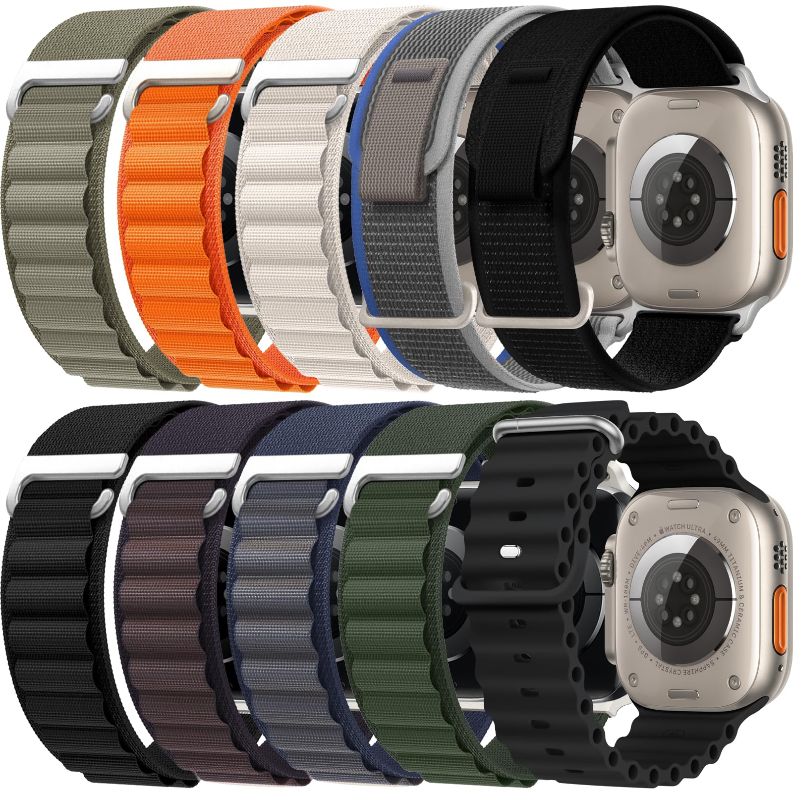ONFNZ 10 Pack Sport Bands Compatible With Apple Watch Ultra Band for ...
