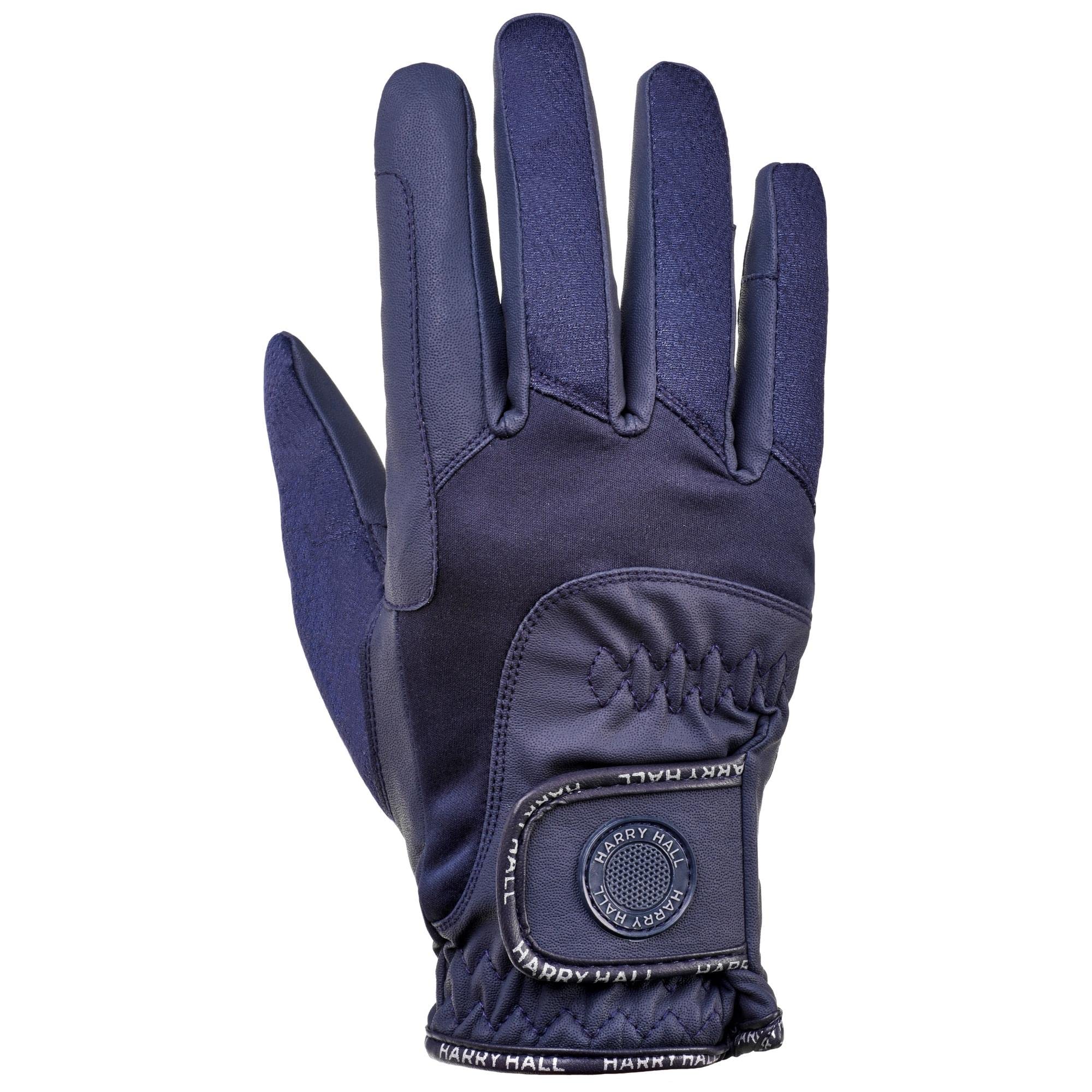 Harry Hall Fully Waterproof Horse Riding Gloves for Women & Men | Comfortable Easy Pull-On Equestrian Winter Autum Warm Gloves with Soft Brushed Lining Perfect for Wet Days | Navy Blue, Size: Medium