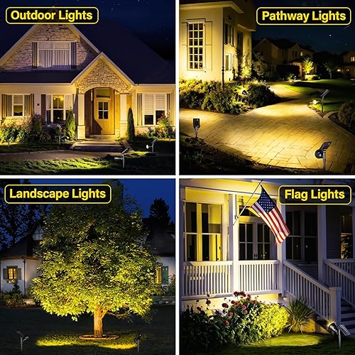 Miniatura 2 de ROSHWEY Focos solares para exteriores, 18 LED, impermeable, para jardín, césped, patio, porche, pared, terraza, garaje (blanco oscuro, paquete de 2)