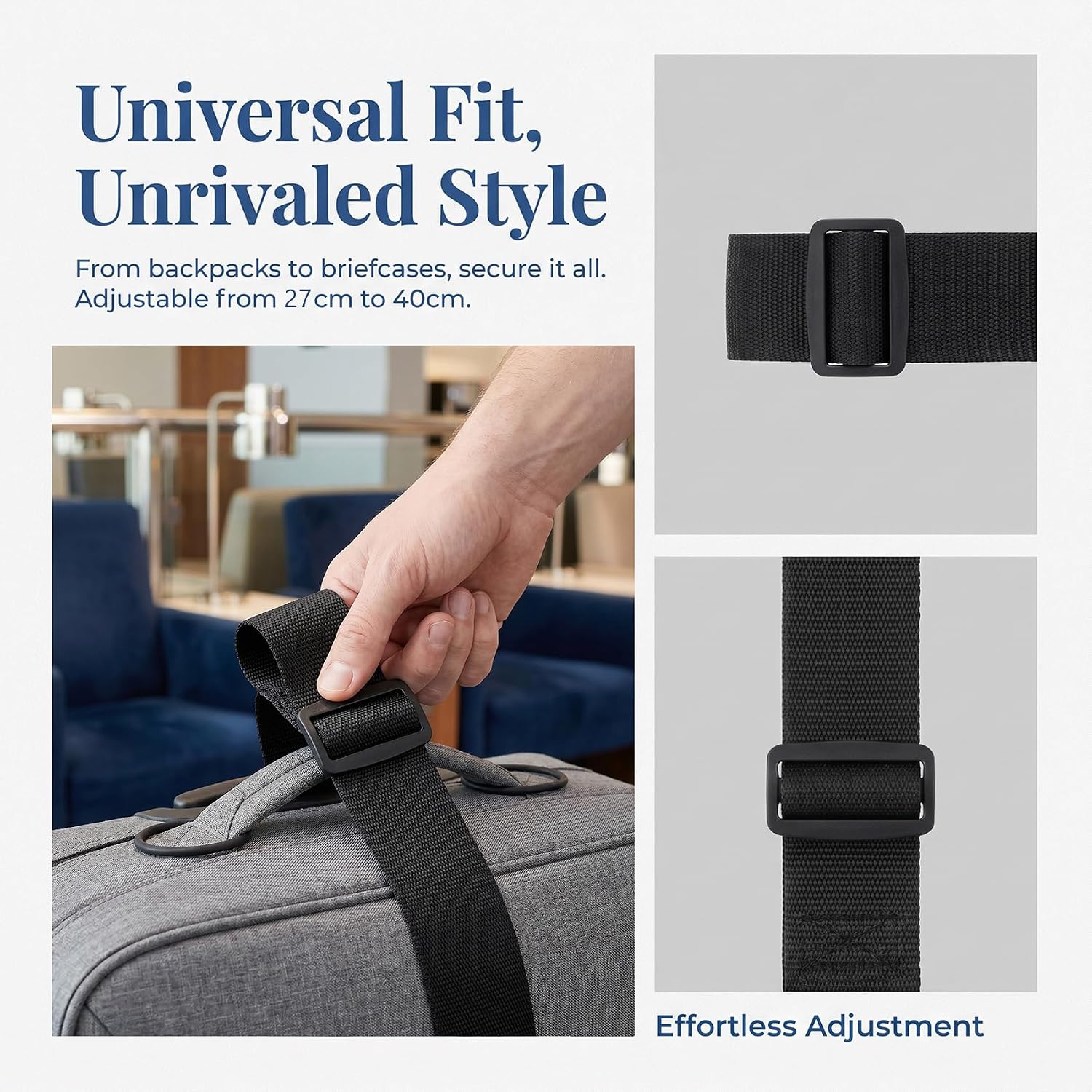 SmallCat 6 Pcs Luggage Connector Straps, Adjustable Suitcase Straps Elastic Belt with Rings for Carry On Bags, Multi-Use Luggage Strap Bungee for Accessories Backpacks - Black, Rainbow
