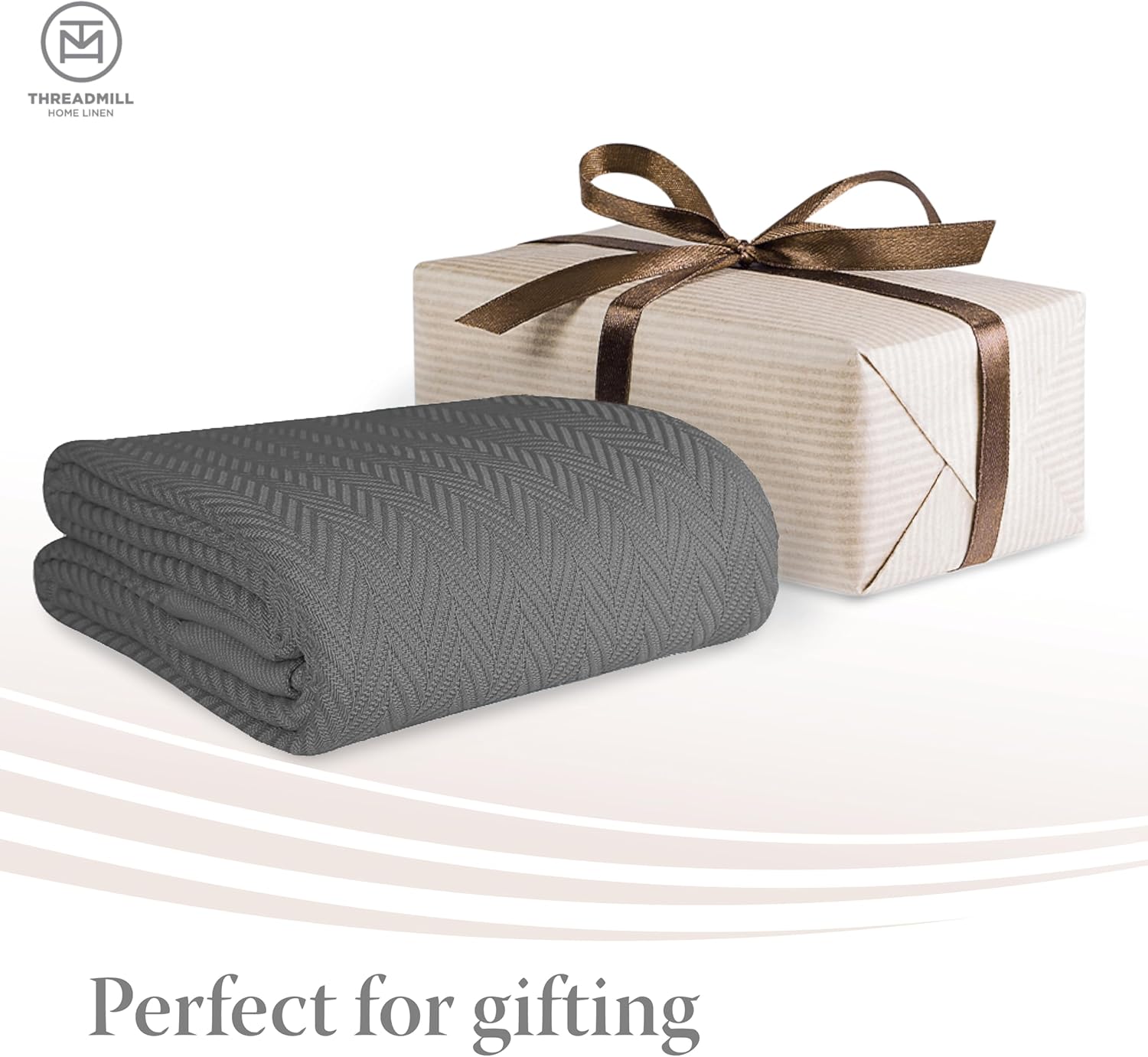 Threadmill Luxury Cotton Blankets for Twin Size Bed | All-Season 100% Cotton Twin Blanket for Bed | Herringbone Soft & Cozy Fall Thermal Blanket, 350GSM, 68x92 inches | Dark Grey - Image 7