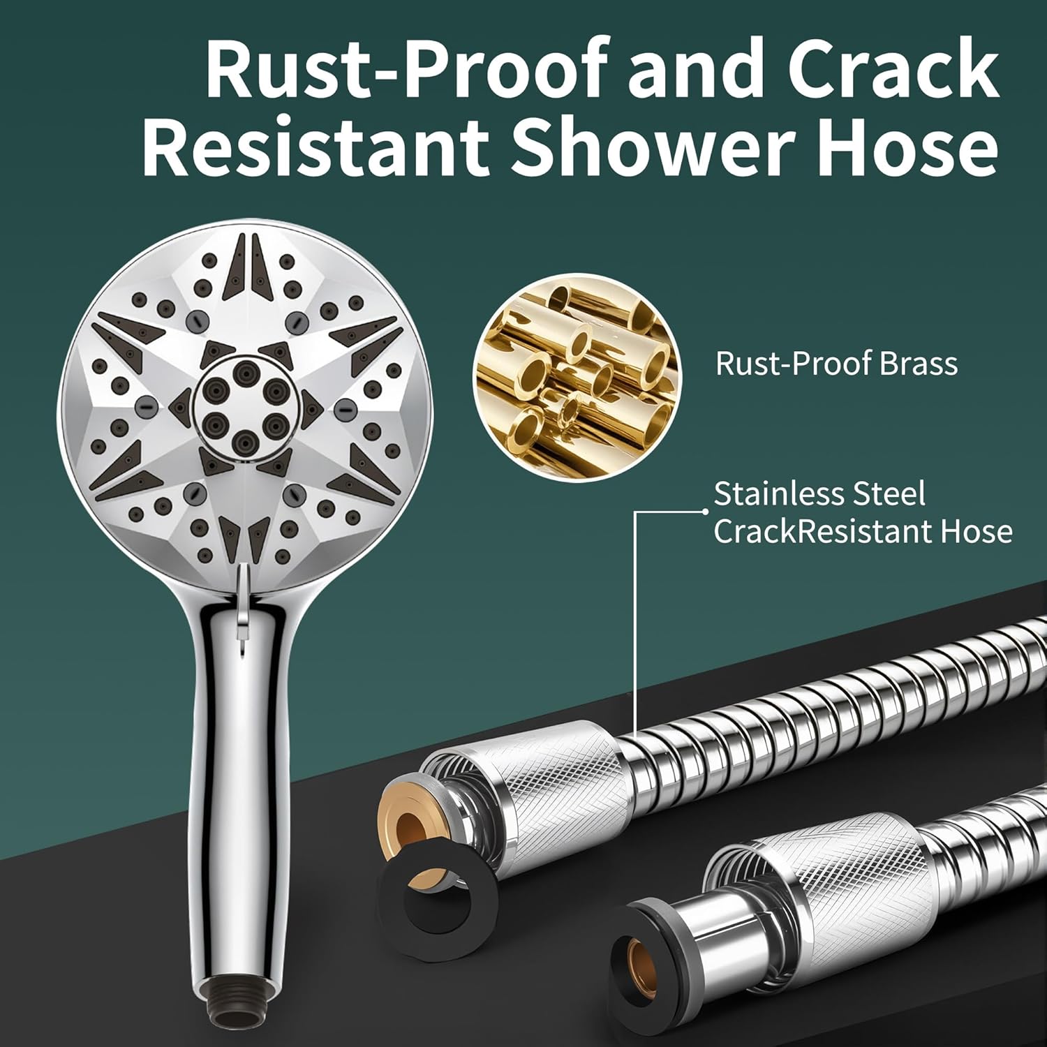 Filtered High Pressure Handheld Shower Head – 10 Spray Modes with Rain & Massage, Built-in Filter for Cleaner Water, Anti-Clog Nozzles, Power Rinse for Tile & Pets, Chrome Finish