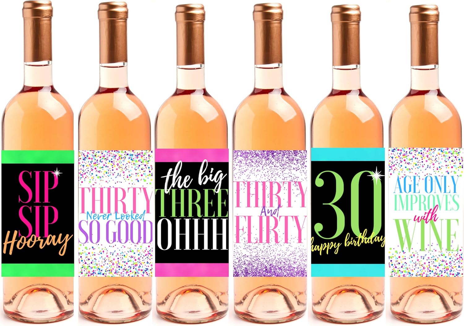 6 Fun 30th Birthday Wine Bottle Labels or Stickers Present, Dirty Thirsty  Flirty Thirty Bday Gifts For Women, Cheers to 30 Years, Funny Cute Party ...