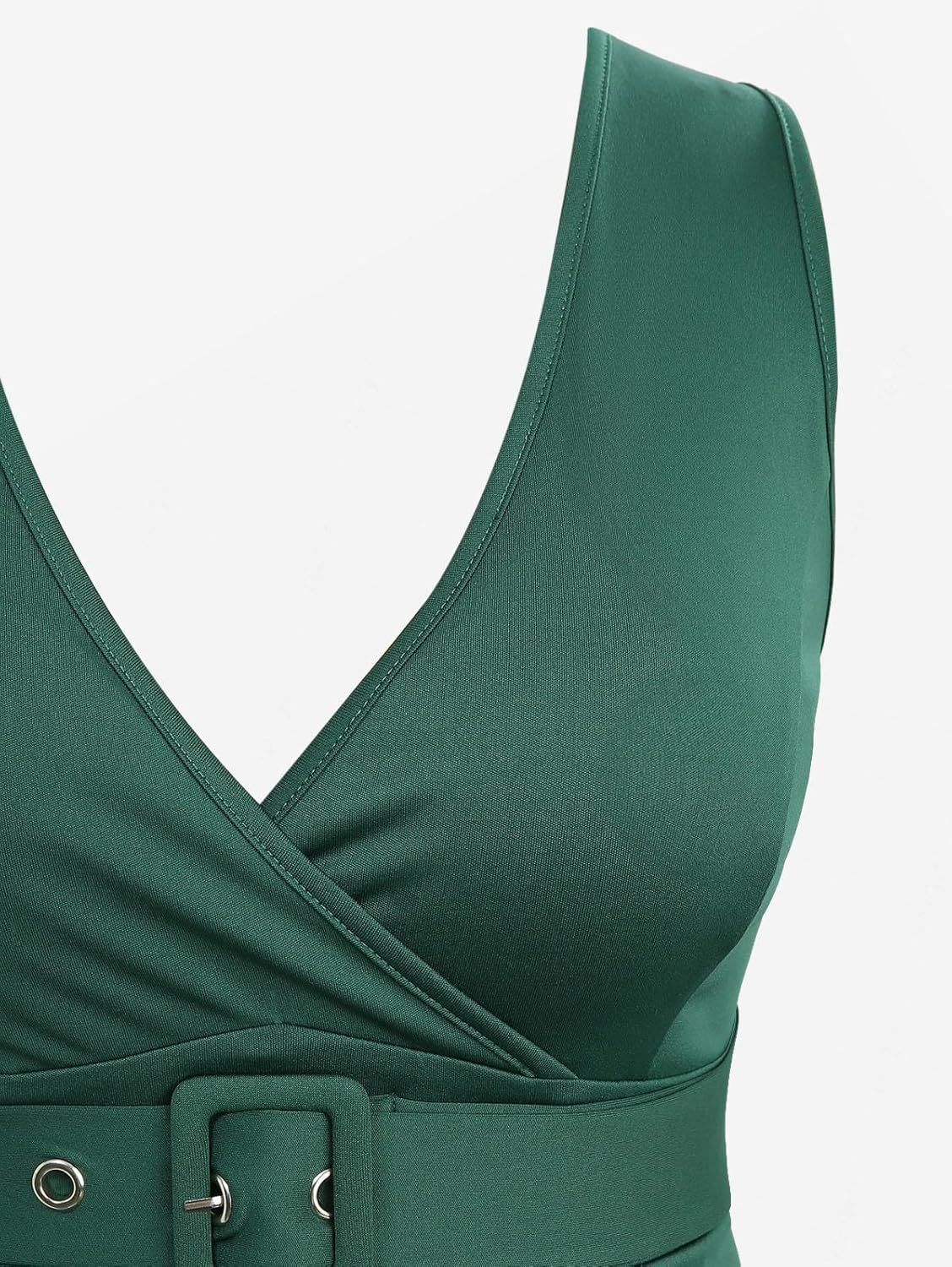 ROSE GAL Women Plus Size Sleeveless Plunging 1950 Vintage Swing Dress Solid Audrey Hepburn Dress - Image 4