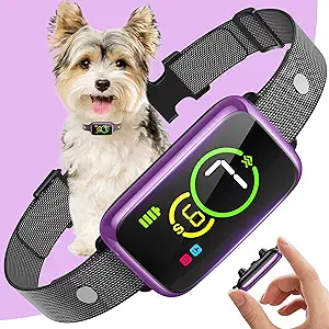 Smart Dog Bark Collar, Automatic Stop Bark Collar for Large, Medium, Small Dogs, Safe & Humane Barking Collar with Beep, Vibration & 7 Adjustable Sensitivity, Anti Barking Device IP67 Waterproof