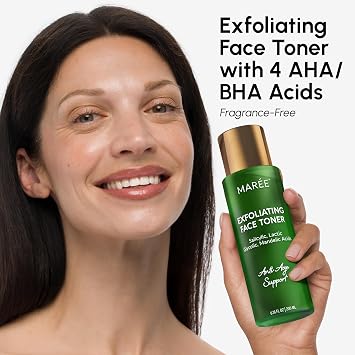 MAREE Exfoliating Toner with Salicylic Acid AHA BHA Face Exfoliant & Pore Cleaner BHA Liquid Exfoliant for Sebum & Dead Skin Care Remover Face Exfoliator Acido Salicilico Exfoliante Facial