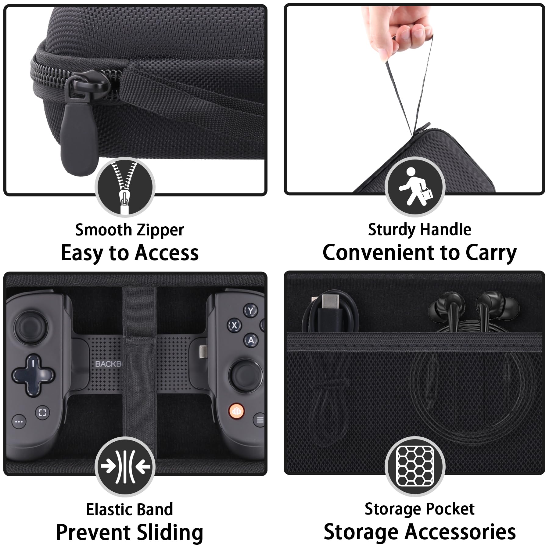 Aenllosi per Backbone Pro Custodia Rigida Protettiva da Trasporto e Riparco per Controller da Gioco Mobile, Nero (Solo Custodia)