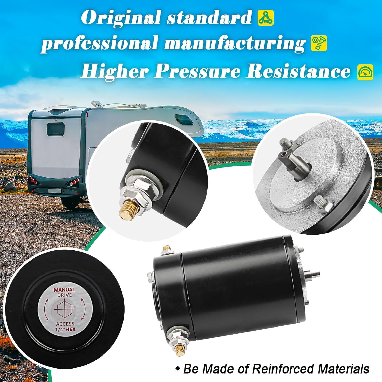 167576 Hydraulic Slide Out Pump Motor, 414018 F000MM0809, Compatible with Lippert Components Leveling System, 15167576 045-167567 15-167576