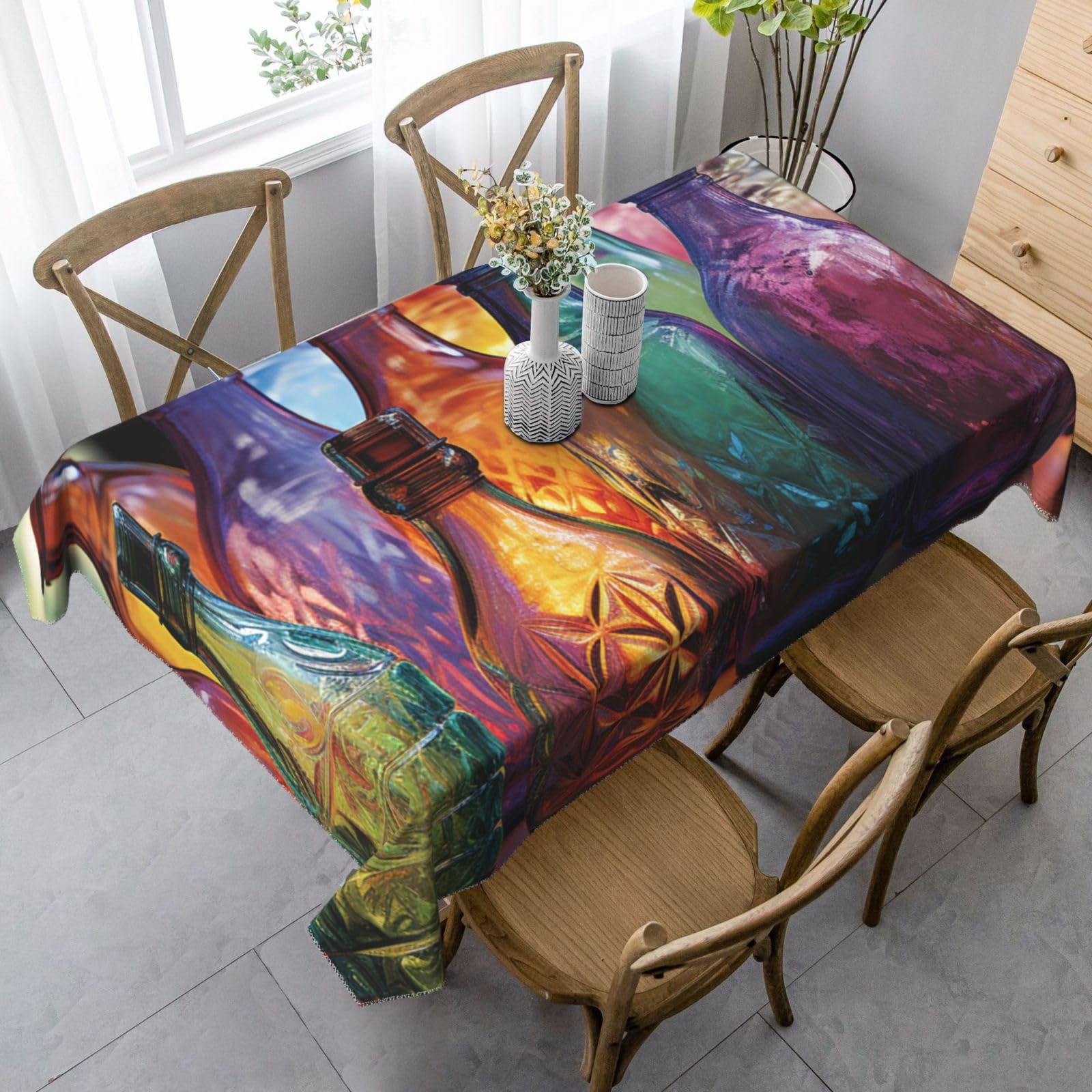 Nappe rectangulaire imperméable en verre coloré infroissable 140x89