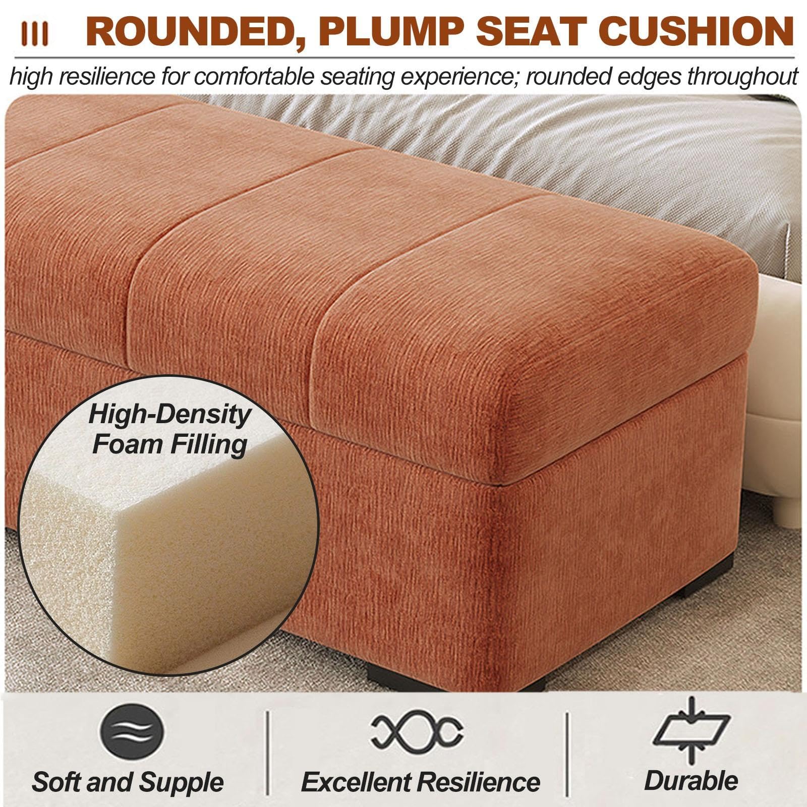 Repose-Pieds avec Cadre en Bois Massif avec Rangement Caché, Banc D'entrée Moderne Rabattable, Banc de Chambre Rembourré for Couloir, Salon(Grey,160cm/63in)
