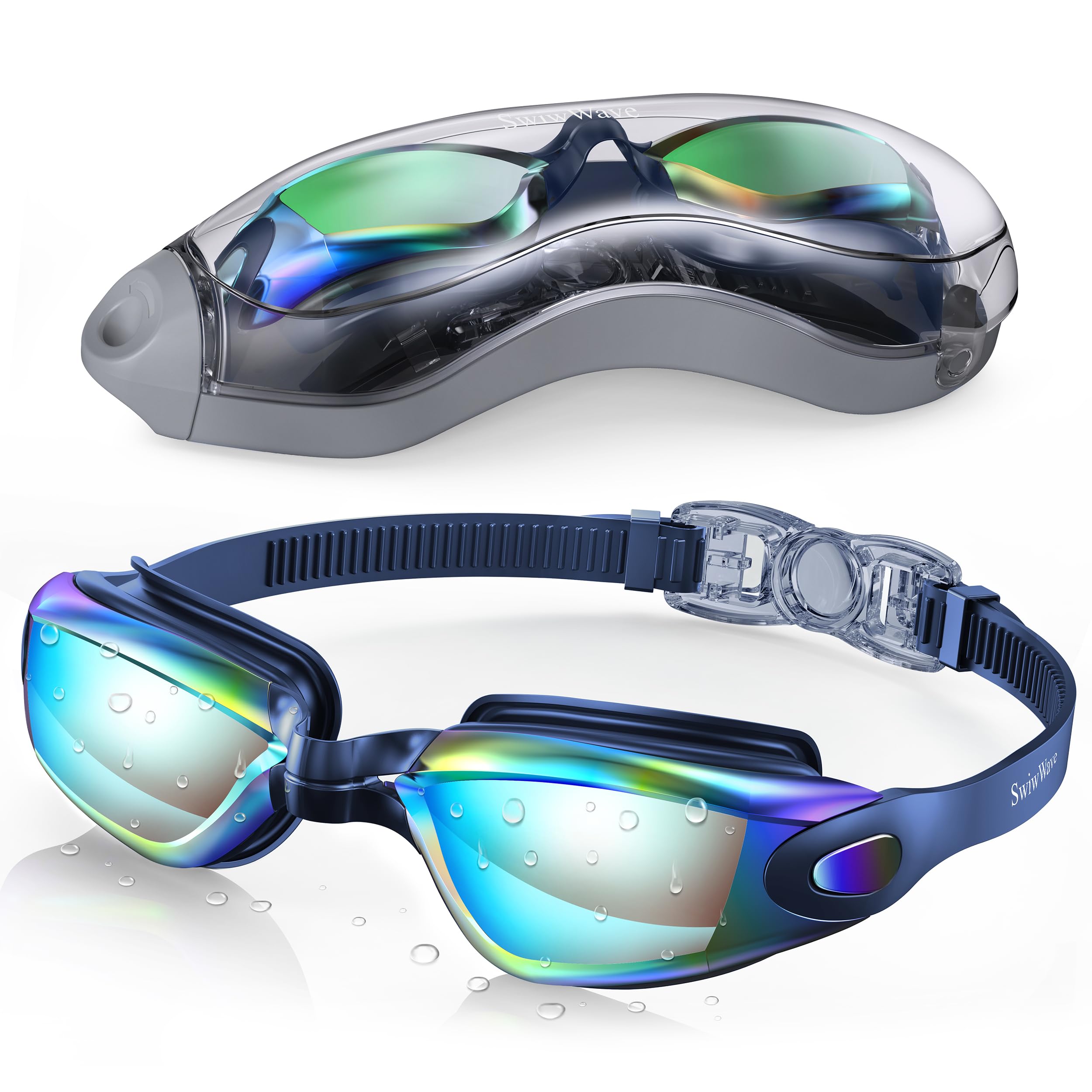 SwiwWave Swimming Goggles for Adult Youth, No Leaking with Storage Case