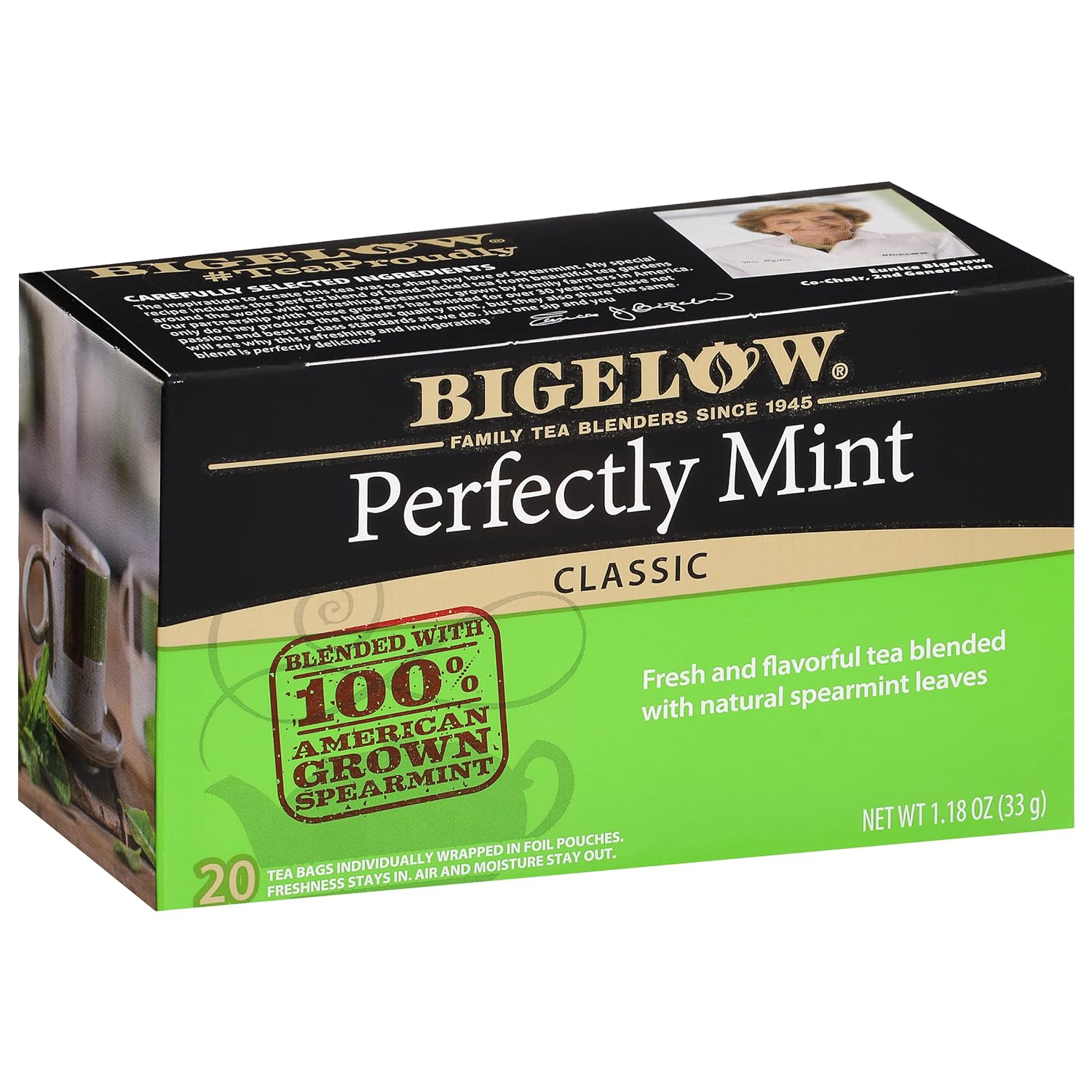 Bigelow Tea Perfectly Mint Black Tea, Caffeinated, 20 Total