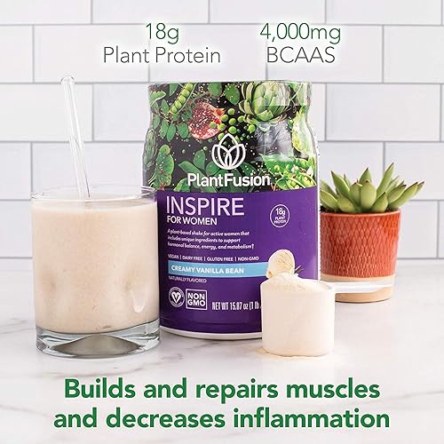 Miniatura 5 de PlantFusion Inspire - Polvo de proteína vegetal para mujer polvo bajo en carbohidratos para apoyo muscular magro ceto sin gluten sin soja sin