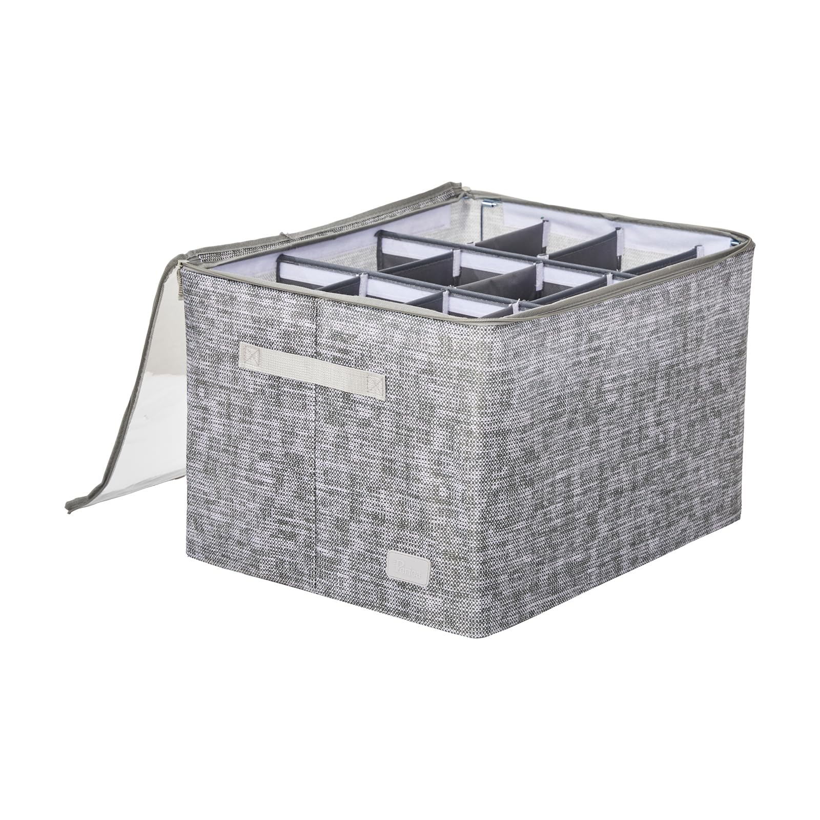 B&Q -  Vera Shoe Storage Boxes Holds 12 Pairs Stackable Clear Lid OrganiserGrey Tweed