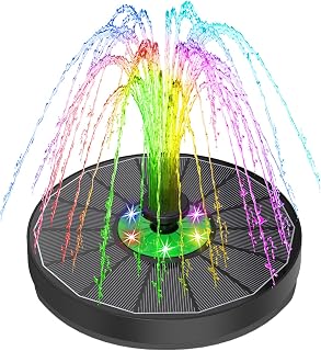 Yzert 3.5W Solar Fountain Green Flower with Colorful LED Lights, 2200mAh Battery, Glass Panel Bird Bath Pump for Garden Pond Outdoor