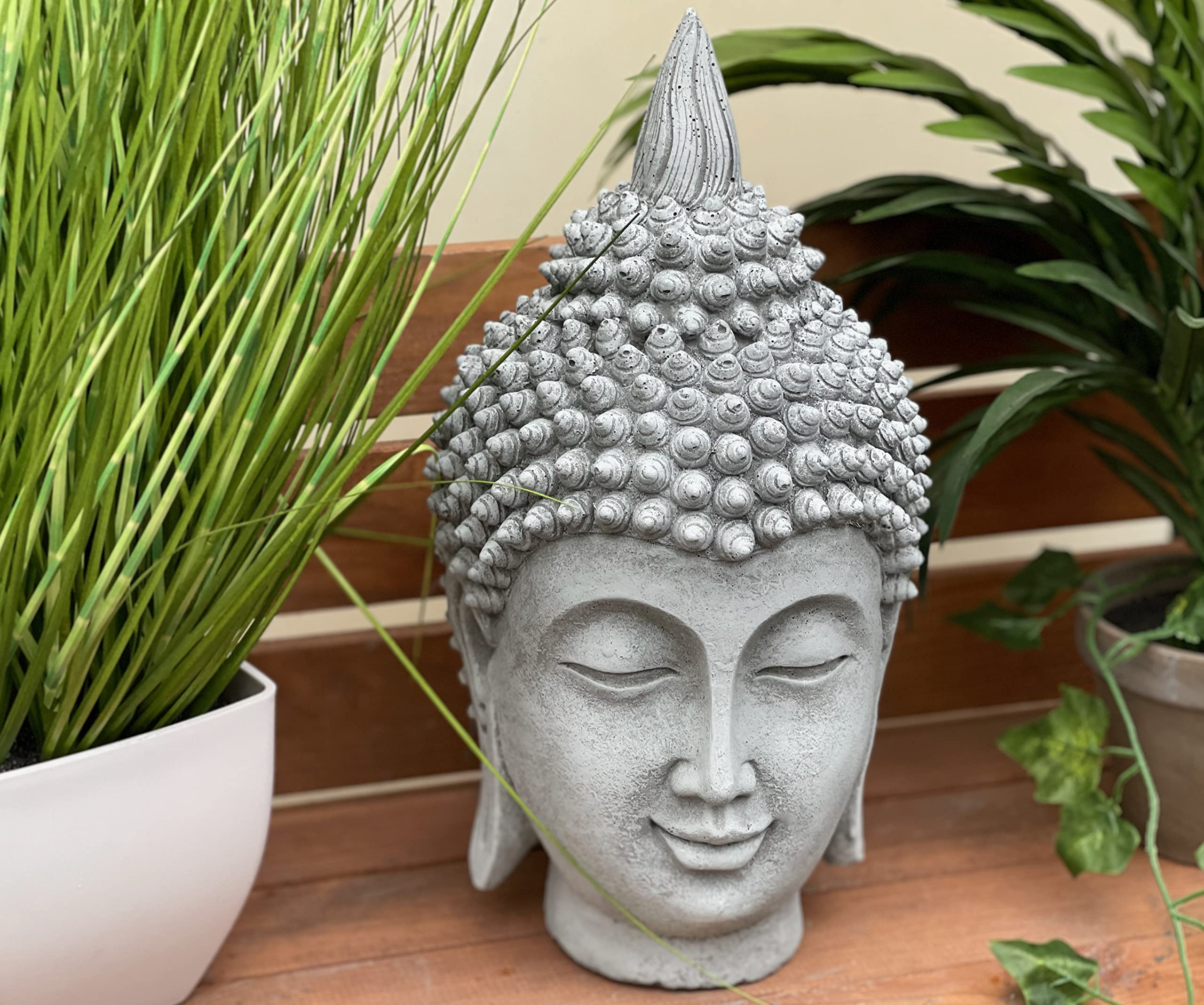 stoneandstyle Tête de Bouddha Shiva résistante au gel, en pierre coulée massive, environ 8,4 kg