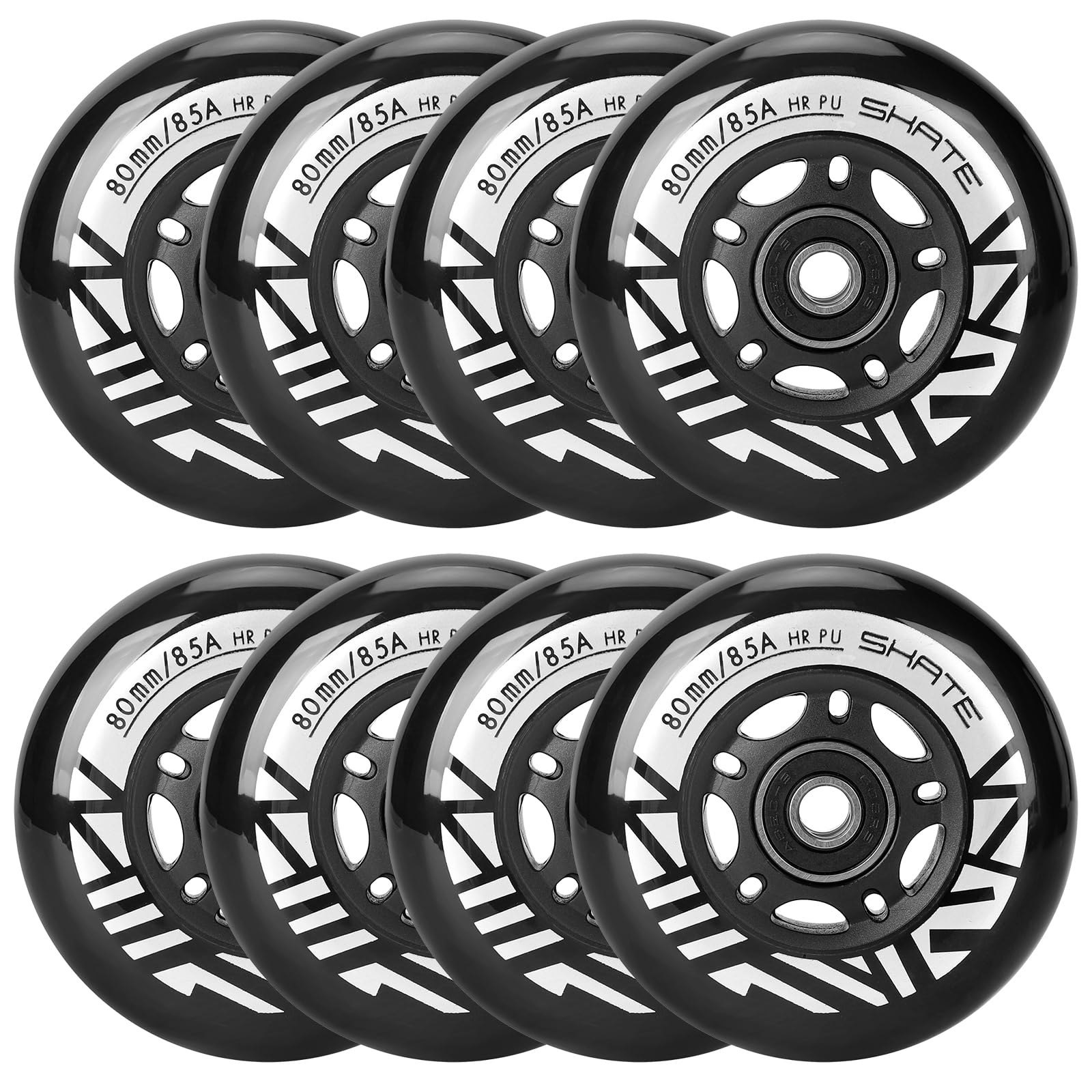 Inline Skate Rollen 80mm 76mm 72mm - 8 Stück Inline Skate Räder 85a inliner rollen mit kugellager ABEC9 | Inliner Skate Räder für K2 Hudora Gonex Apollo (B Silber, A 80MM)