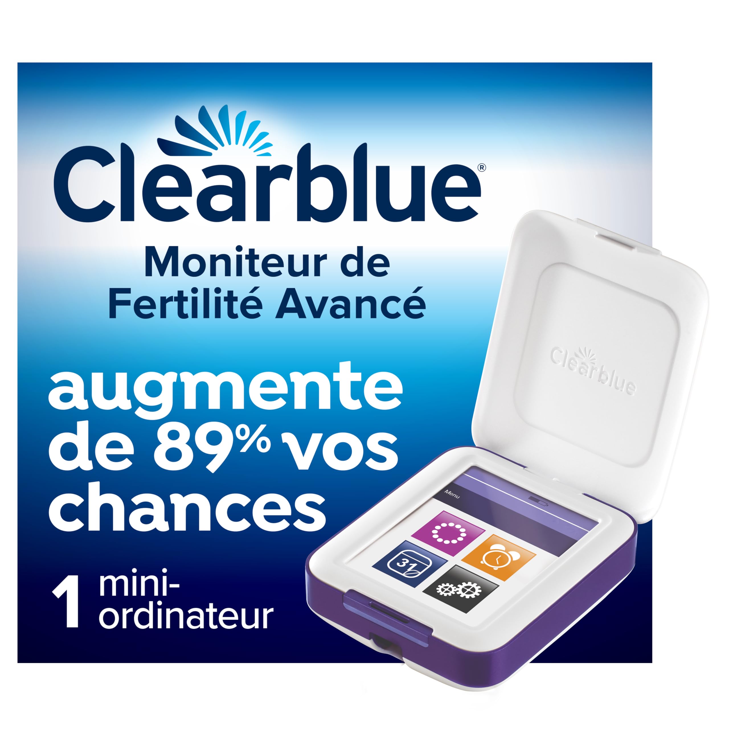 Clearblue Moniteur À Ecran Tactile De Fertilité Avancé, Teste Ovulation & Grossesse, Augmente Vos Chances de Concevoir Naturellement De 89% (Bâtonnets-Tests Vendus Séparément), L'Emballage peut varier