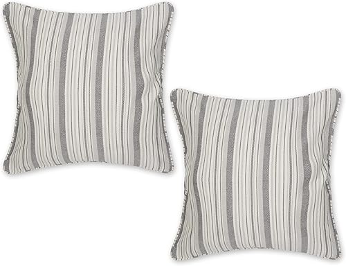 Miniatura 9 de DII Colección de fundas de almohada, algodón reciclado, cremallera oculta, 18x18, rayas Dobby, blanco roto, 2 piezas
