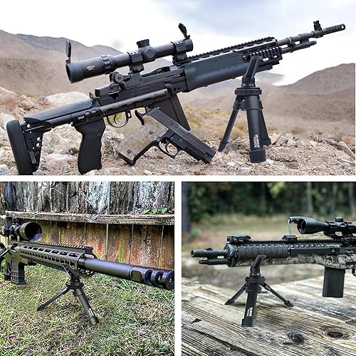 Miniatura 4 de Baize Tactical Compact Rapid Shooting Rest Hunting Tripod Adjustable Height Rifle Shooting Tripod 360 Rotation V Yoke Holder, Durable Aluminum