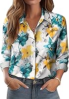 Vista 15 de Zeagoo Camisas con botones para mujer elegantes con estampado floral de manga larga blusa casual de negocios tops de trabajo
