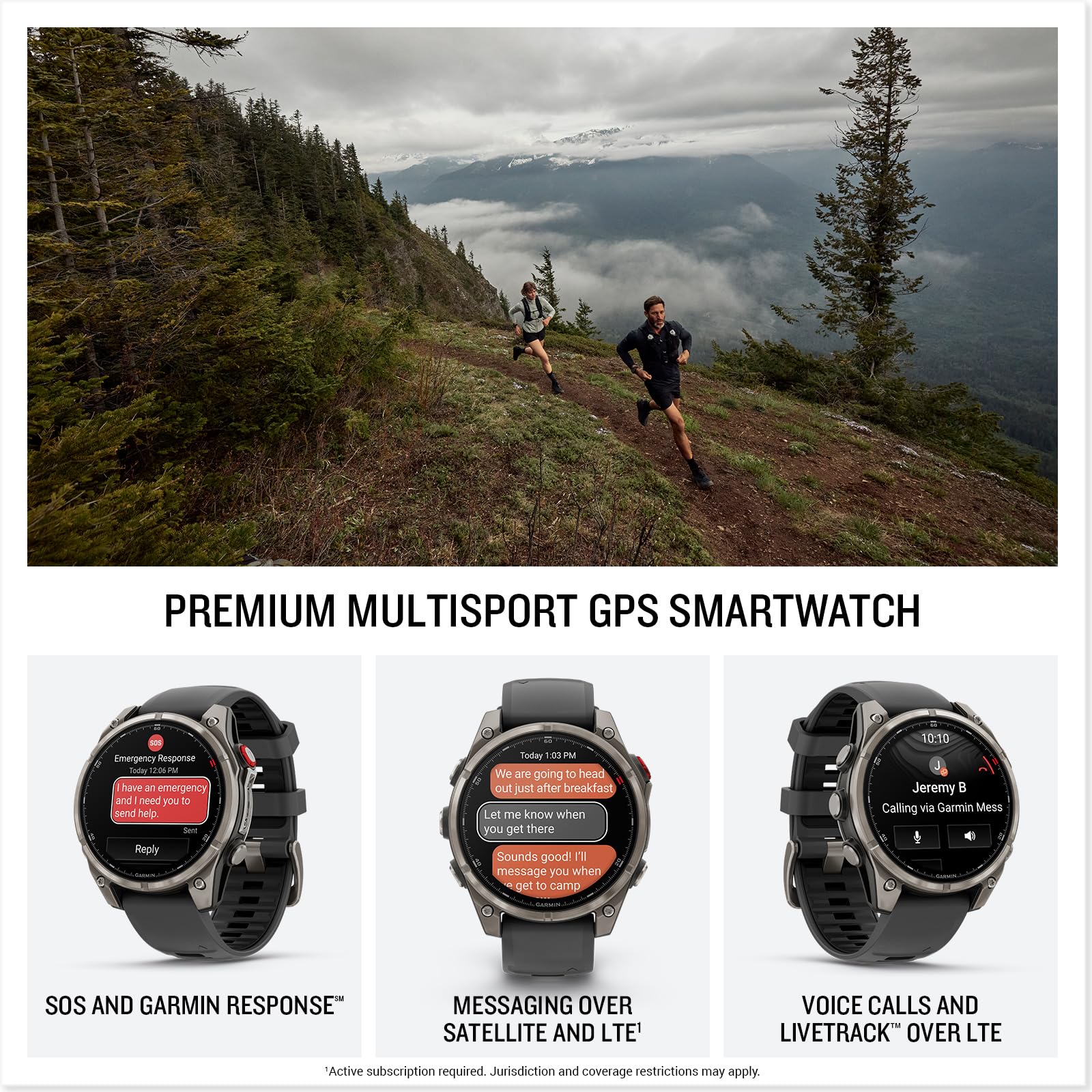Garmin fēnix® 8 Pro, 51mm, AMOLED Display, Premium Connected Multisport GPS Smartwatch, inReach® Technology, Sapphire, Titanium with Graphite/Black Silicone Band - 2