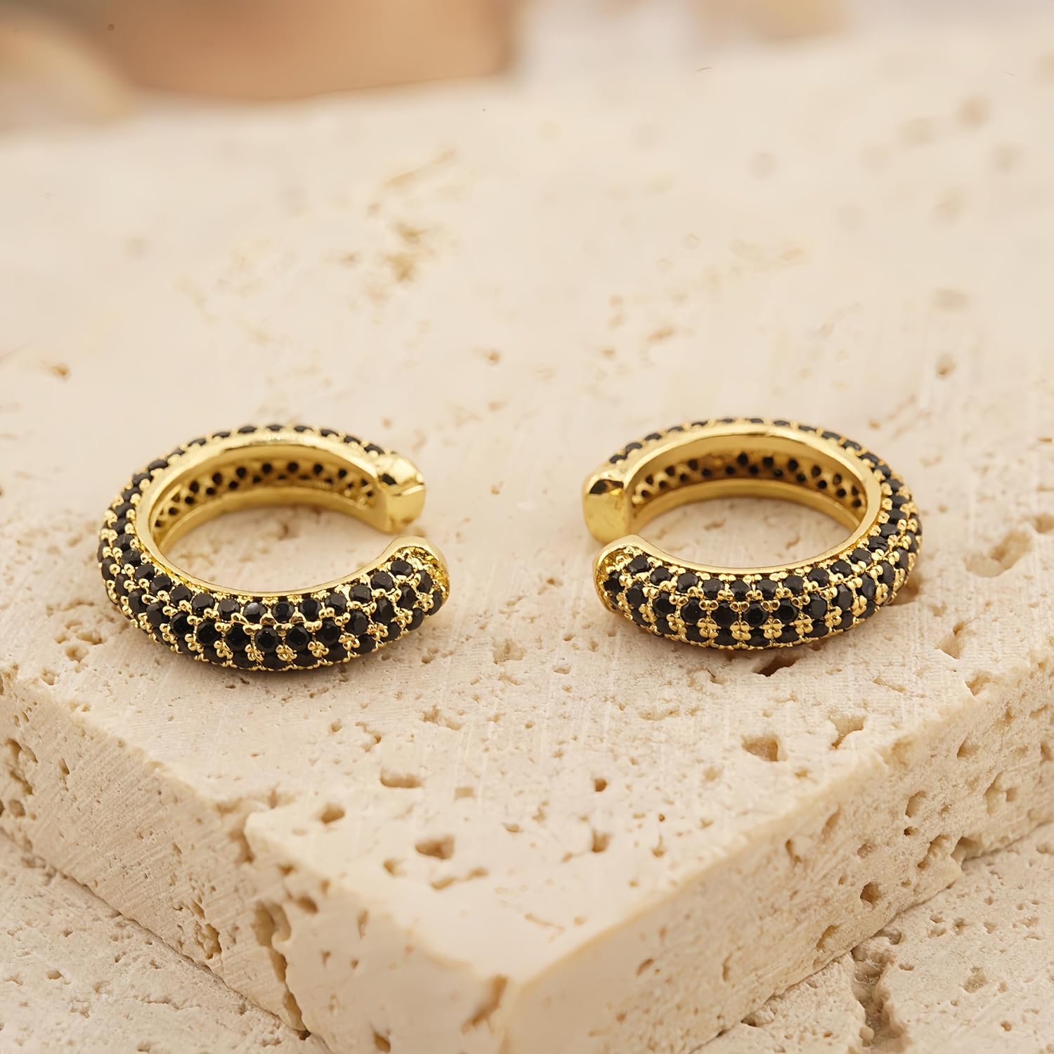 Ear Cuffs for Women - CZ Paved Hoop Conch Cuff Earrings for Men - Sparkle Rhinestones 18K Gold Plated Clip On Wrap Earrings Non Pierced - Image 3