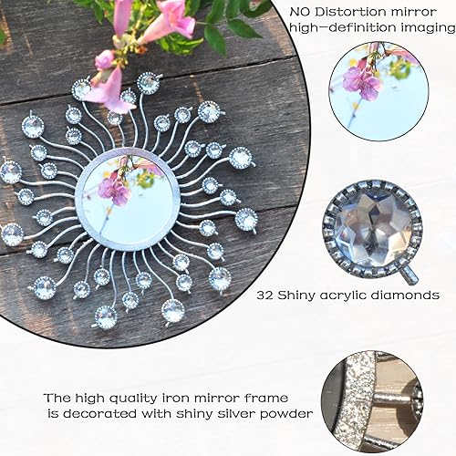 Miniatura 10 de wotieuns Espejos dorados para pared espejos de metal con forma de explosión solar decoración del hogar decoración de pared espejo decorativo