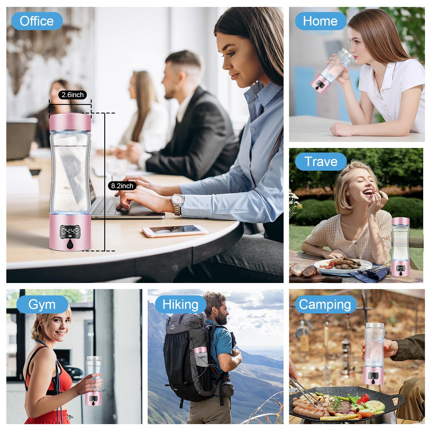 Hydrogen Water Bottle Generator, 340ml Portable Hydrogen Water Maker with SPE/PEM Technology, 5000ppb Rechargeable Ionizer Machine for Health & Wellness, BPA-Free Glass - Image 7