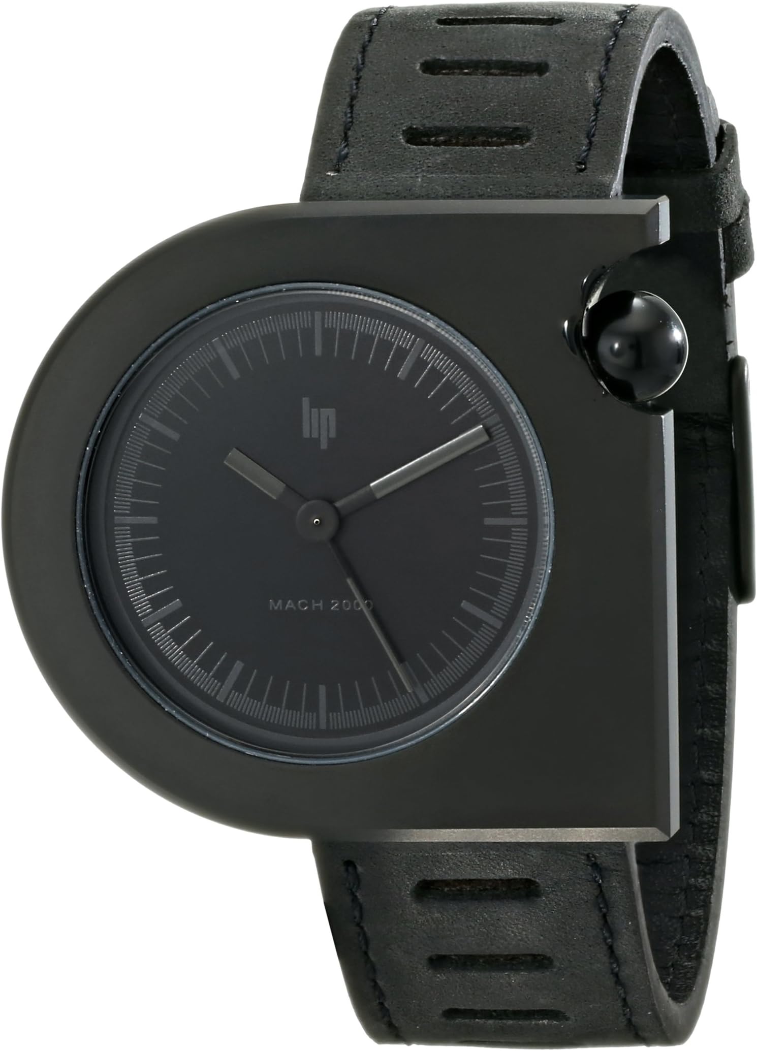Lip Créateur 1892232 Roger Tallon Gents Watch Quartz Analogue Black Dial Black Leather Strap