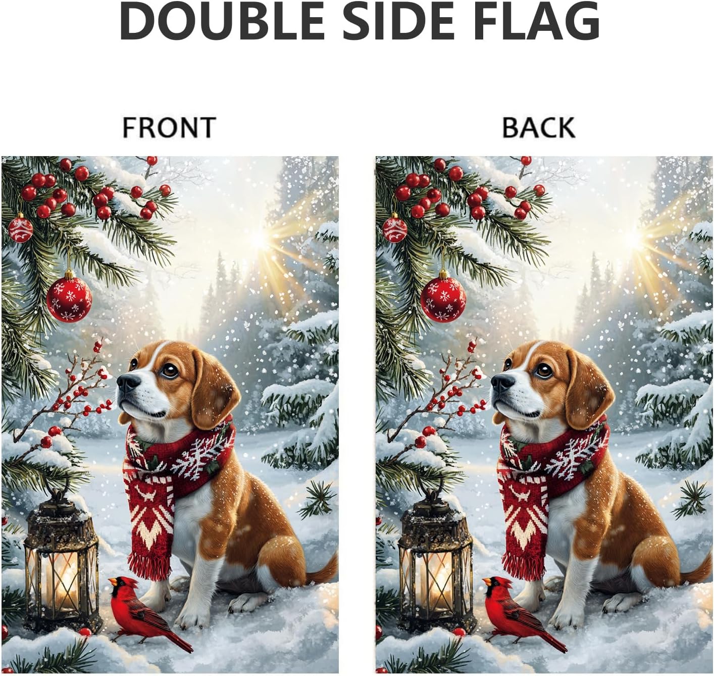 Winter Dog Garden Flag 12x18 Inch Double Sided, Burlap Holiday Farmhouse Rustic Snow Beagle Garden Flags Winter Decorations, Small Christmas Outdoor Yard Lawn Flags for Outside Décor - Image 5