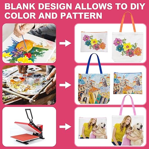 Miniatura 4 de Paquete de 20 Bolsas de Lona en Blanco para Sublimación, Bolsas de Compras Reutilizables, Bolsas Tote de Transferencia de Calor Ensanchadas, Bolsas