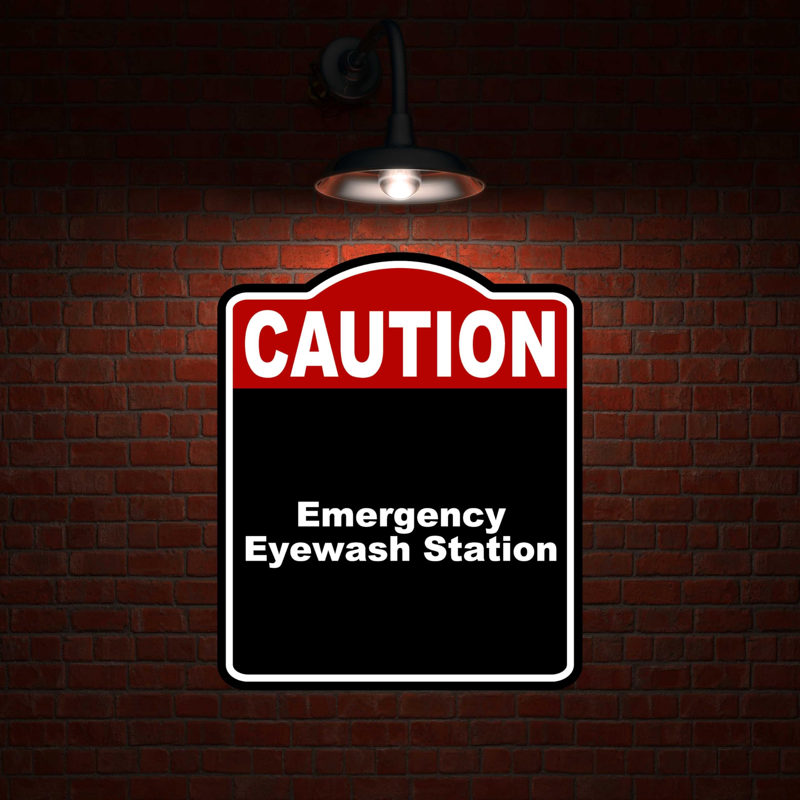 Emergency Eyewash Station Caution Red Black Aluminum Composite Sign 20 x 24 inches