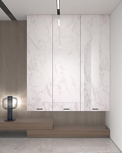Miniatura 7 de Papel tapiz de contacto de mármol brillante blancogris, 15.8 x 197 pulgadas, papel tapiz autoadhesivo grueso, extraíble, impermeable, película de
