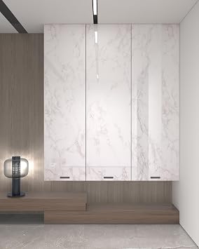 Gray/White Glossy Marble Contact Paper Wallpaper Peel and Stick 15.8x393