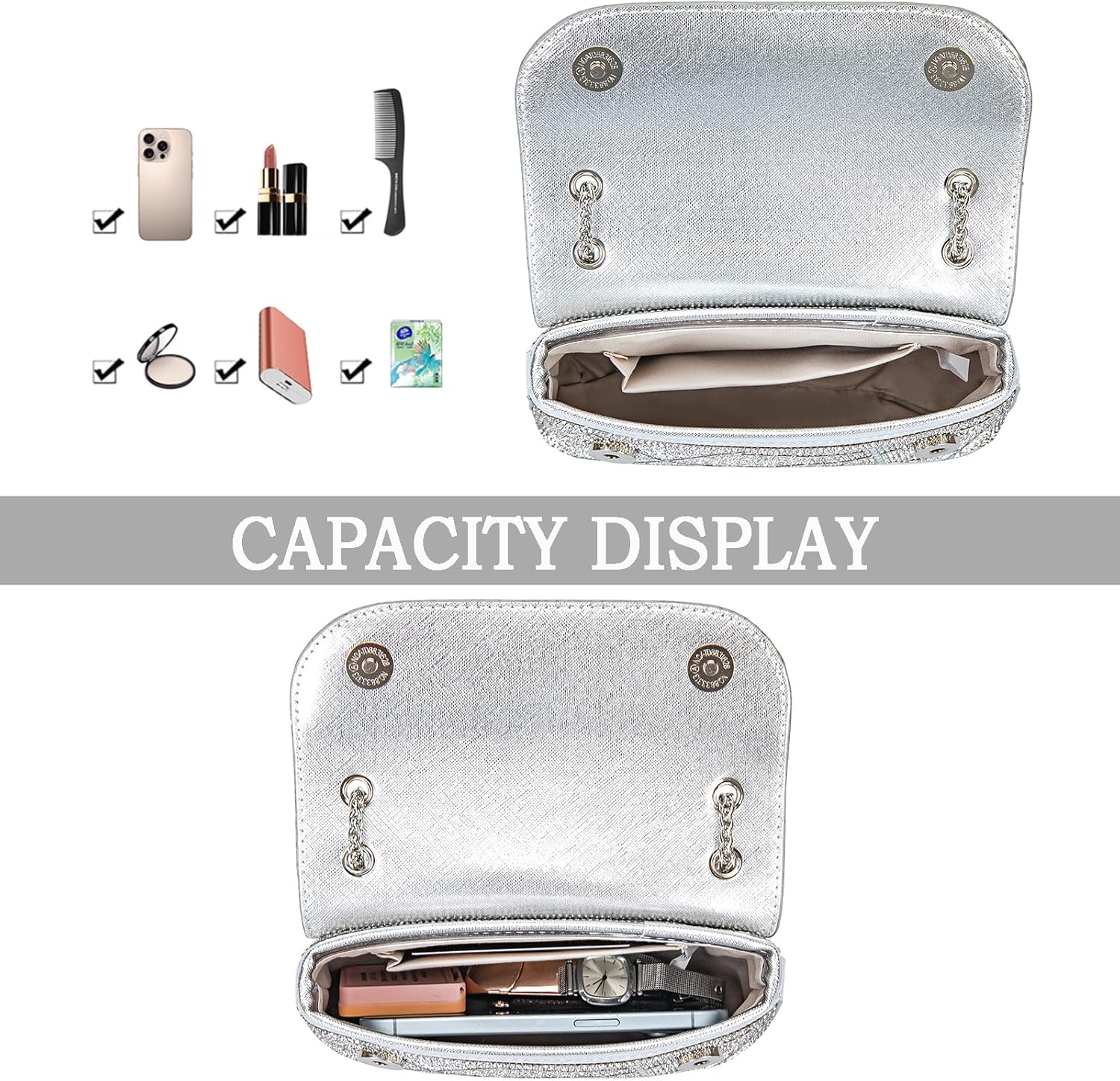 Shoulder Bags Crossbody Bag Purses Handbags Crystals Rhinestone Evening Bag for Women Clutch Purse with Chain - Image 6