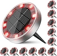 Vista 26 de Peasur Luces solares de suelo para exteriores, paquete de 8 luces planas de disco con energía solar, IP68 impermeable, antioxidante, iluminación