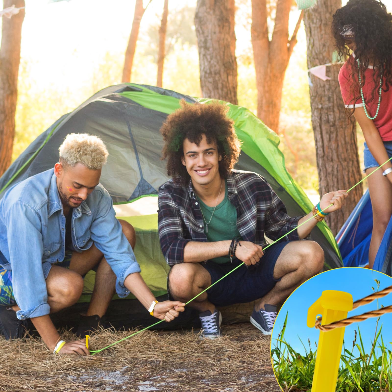 16 PCS Plastic Tent Stakes,5.7 Inch Pegs Serrated Edges Heavy Duty Canopy Anchoring Pegs for Outdoor Lawn Beach Garden Decoration and Fixation(Yellow)