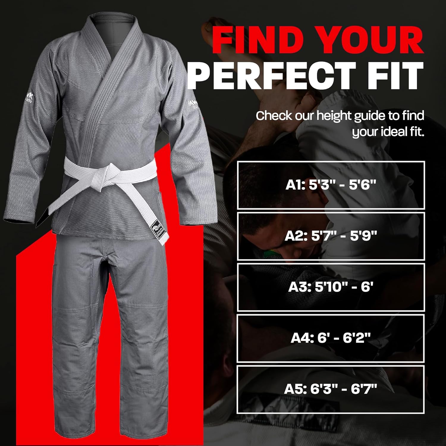 Hawk Sports Brazilian Jiu Jitsu Gi for Men and Women with Jacket, Pants, and White Belt for Martial Arts Training - Image 5