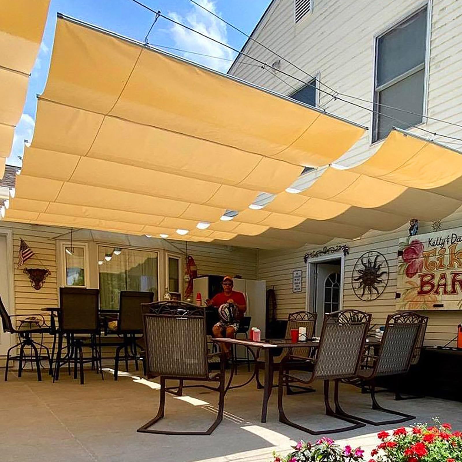 Wysuwany żagiel przeciwsłoneczny, wodoodporny pokrowiec na baldachim do ogrodu, werandy i patio, ochrona przed promieniowaniem UV, prostokątny design z akcesoriami w zestawie
