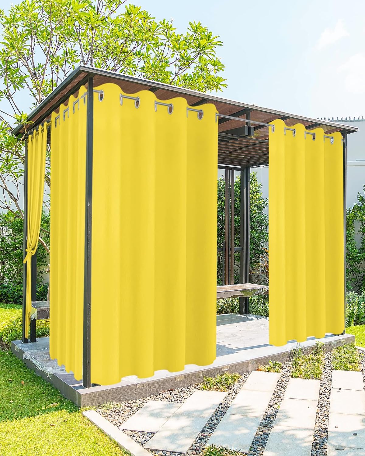 Outdoor Curtains for Patio Waterproof Bright Yellow Indoor
