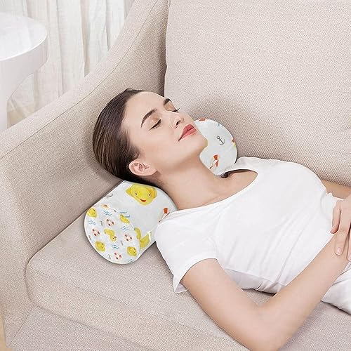 Miniatura 5 de JUNZAN Almohada de goma con patos amarillos Lifebuoy para piernas, cuello, rodillo, fundas de almohada redondas decorativas para fundas de almohada