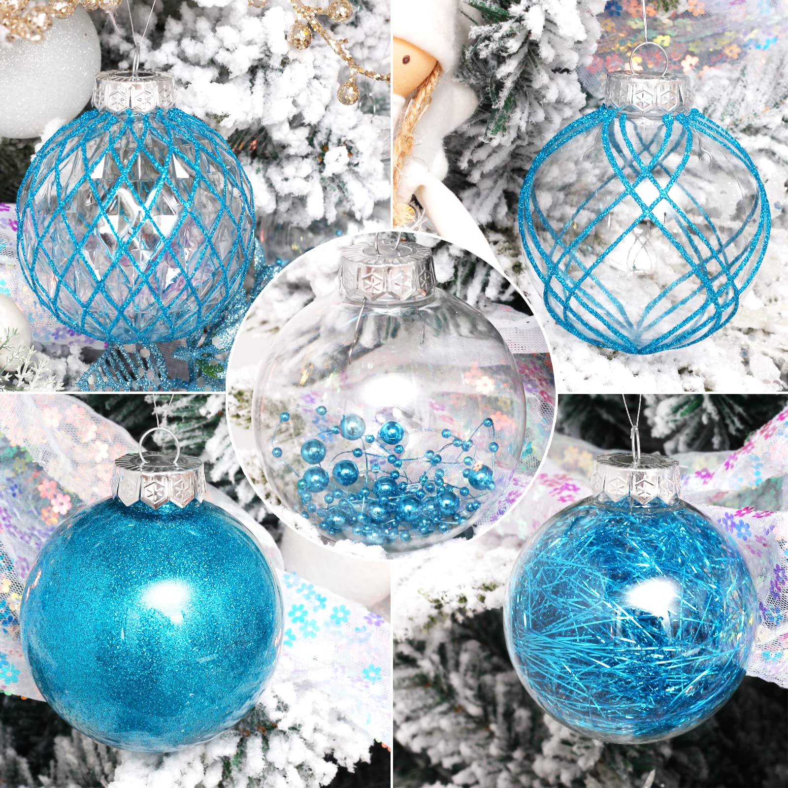 Adornos de bola de Navidad de 20 quilates, 3.15 pulgadas, transparentes, inastillables, bolas de Navidad grandes para árbol de Navidad, decoraciones de fiesta de vacaciones