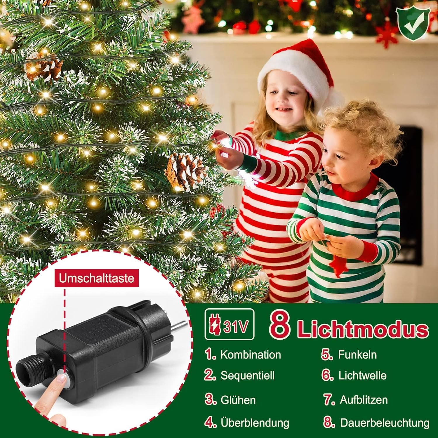 HENGMEI Albero di Natale Artificiale con Luci 120 cm Effetto Neve LED Abete con Supporto Decorazione Natalizia (120 cm 120 Luci)