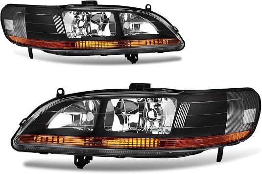 AUTOSAVER88 Headlight Assembly Compatible with 1998-2002 Honda Accord Black